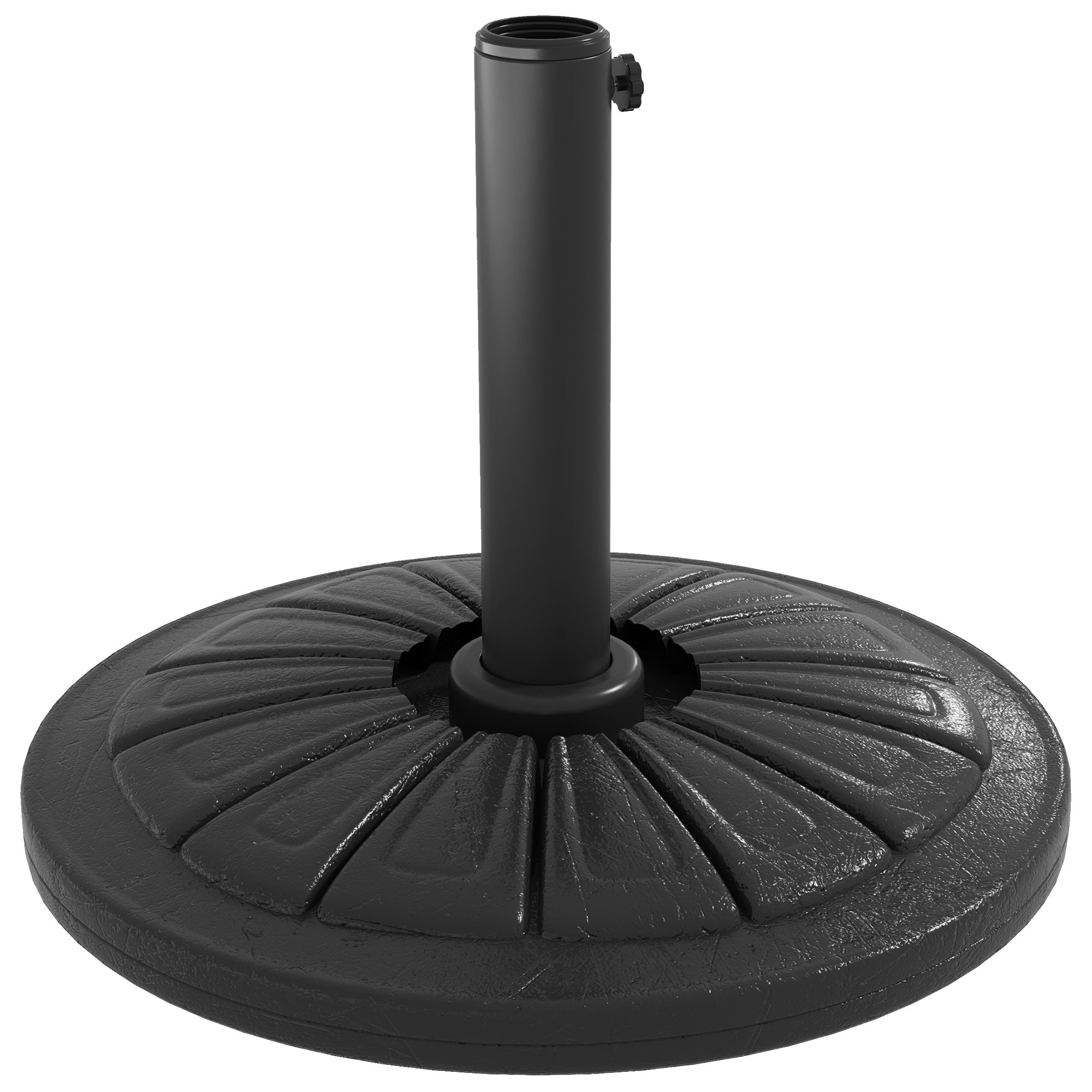 Outsunny Umbrella Base, Heavy Duty Concrete Base Holder with Steel Pole, Round Parasol Stand for Patio, Outdoor, Garden, Black 