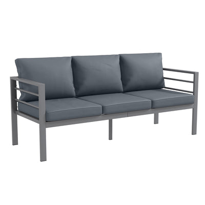 Outsunny Aluminium Three-Seater Garden Bench, with Cushions - Grey 