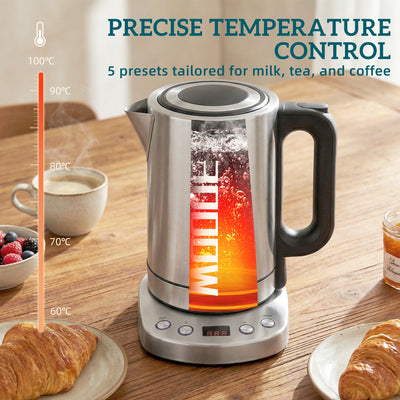HOMCOM Electric Kettle, 1.7L, Fast Boil, 3kW Water Kettle with UK Strix Thermostat, Keep Warm Function, LCD Base, Silver Tone 