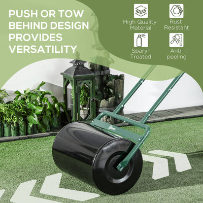 Outsunny 38L Fillable Cylinder Steel Lawn Roller - Dark Green 