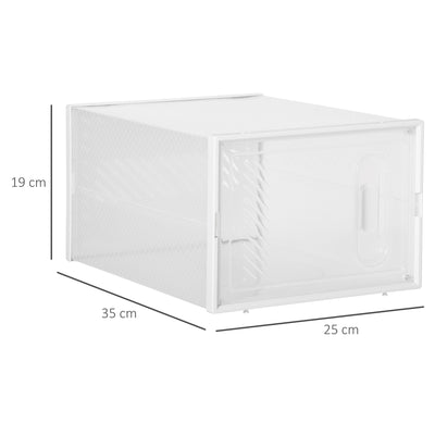 HOMCOM 18PCS Clear Shoe Box, Plastic Stackable Shoe Storage Box for UK/EU Size up to 8.5/43 with Magnetic Door for Women/Men, 25 x 35 x 19cm 
