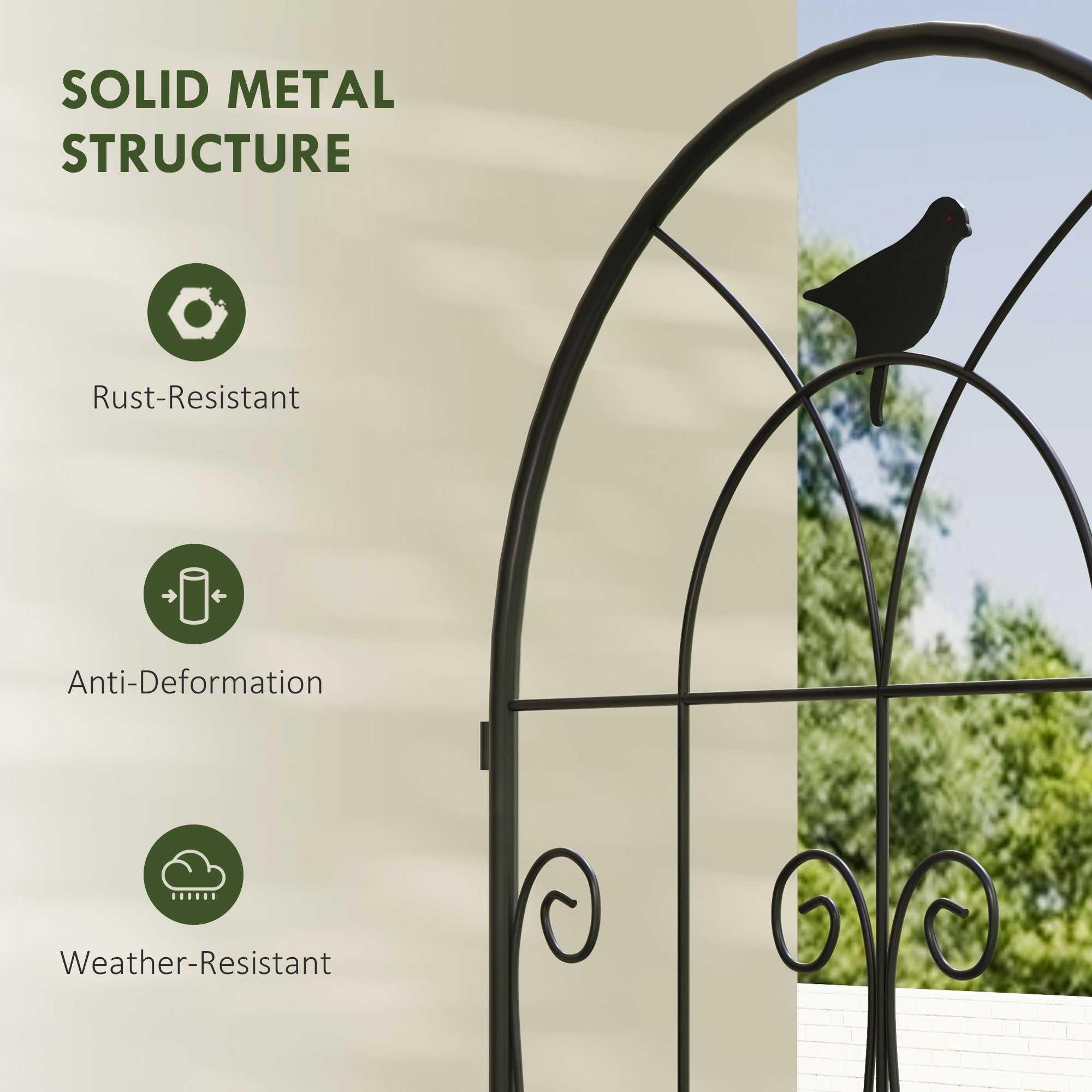 Outsunny Set of 2 Garden Trellis, Metal Fence Panels for Climbing Outdoor Plants, Flowers, 150 x 50cm 