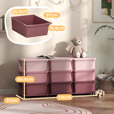HOMCOM Kids Storage Unit, with Nine Drawers - Pink 