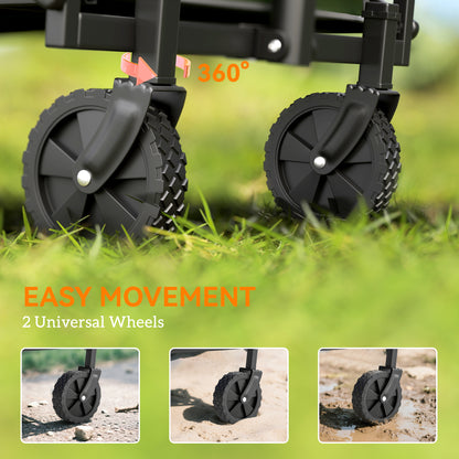 Outsunny 41L Festival Trolley on Wheels, Small Garden Folding Trolley Cart, 60kg Heavy Duty Collapsible Folding Wagon with Adjustable Handle and Carrying Bag for Beach, Camping, Festival, Green