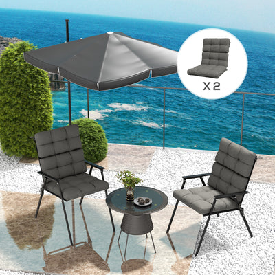 Outsunny 2-Piece Seat Cushion Replacement with Backrest, Garden Patio Chair Cushions Set with Ties, Charcoal Grey 