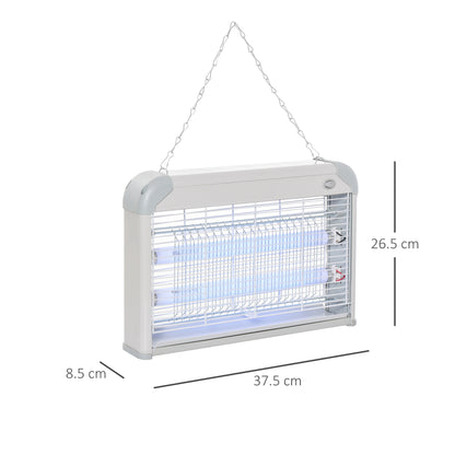 Outsunny Free Standing Wall Hanging 20W Electric Fly Mosquito Killer Electric Fly Zapper, Bug Zapper, Insect Killer, Grey 