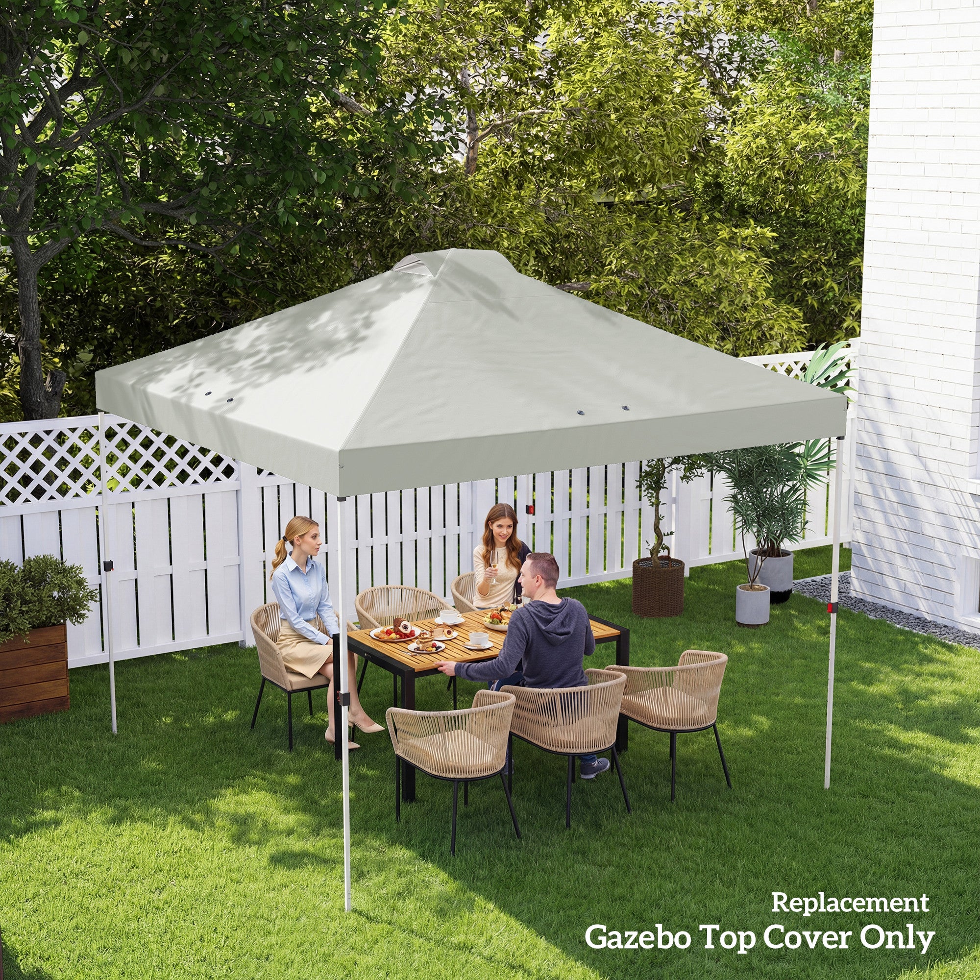 Outsunny Gazebo Roof Replacement UV50+ Waterproof Pop Up Canopy Cover with 8 Drainage Holes 3 x 3 m White 