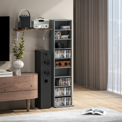 HOMCOM 260 Narrow CD Storage Unit - Grey 