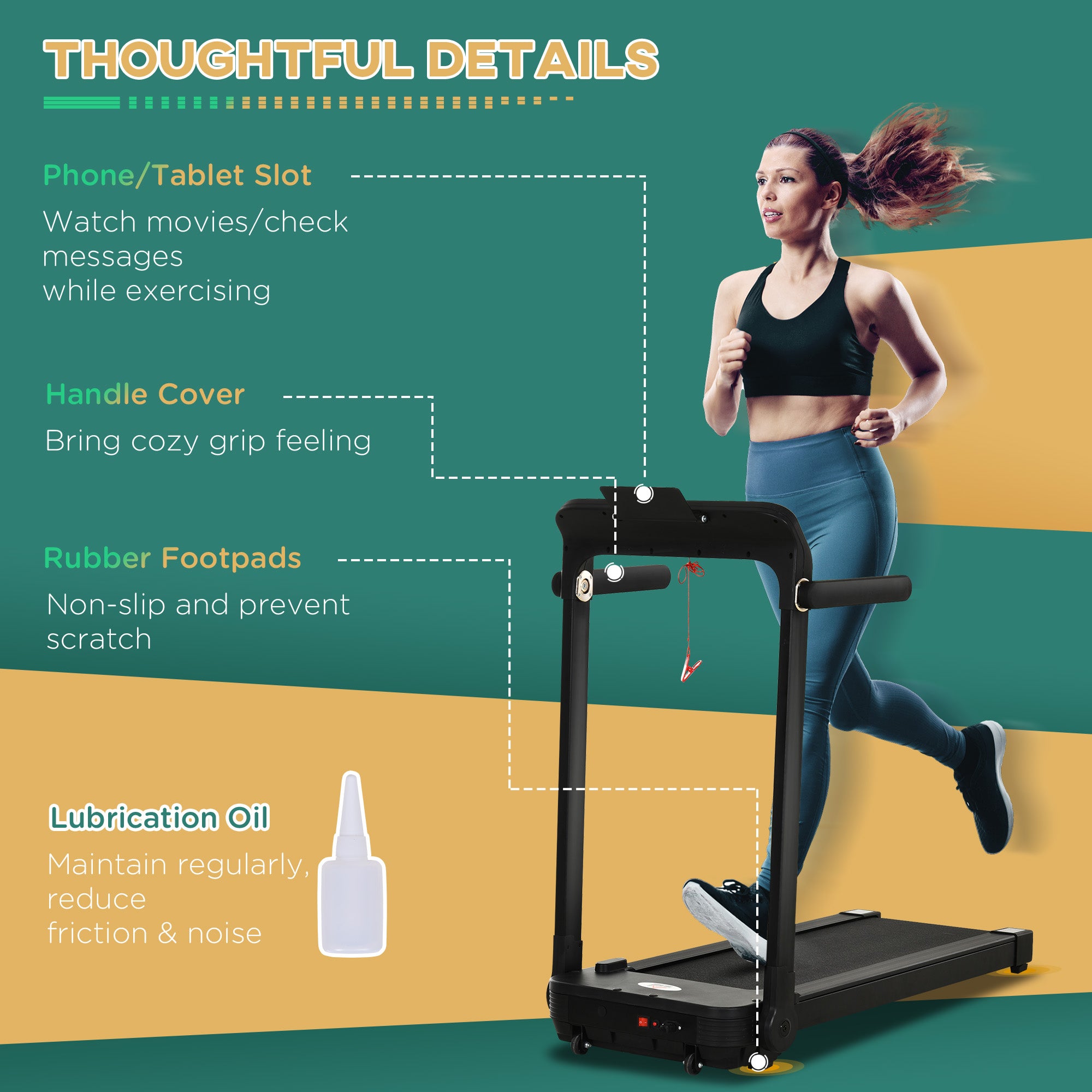 HOMCOM 600W Foldable Steel Motorised Treadmill Running Machine w/ LCD Monitor Black 