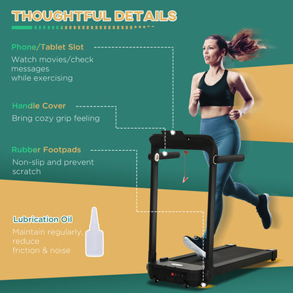 HOMCOM 600W Foldable Steel Motorised Treadmill Running Machine w/ LCD Monitor Black 