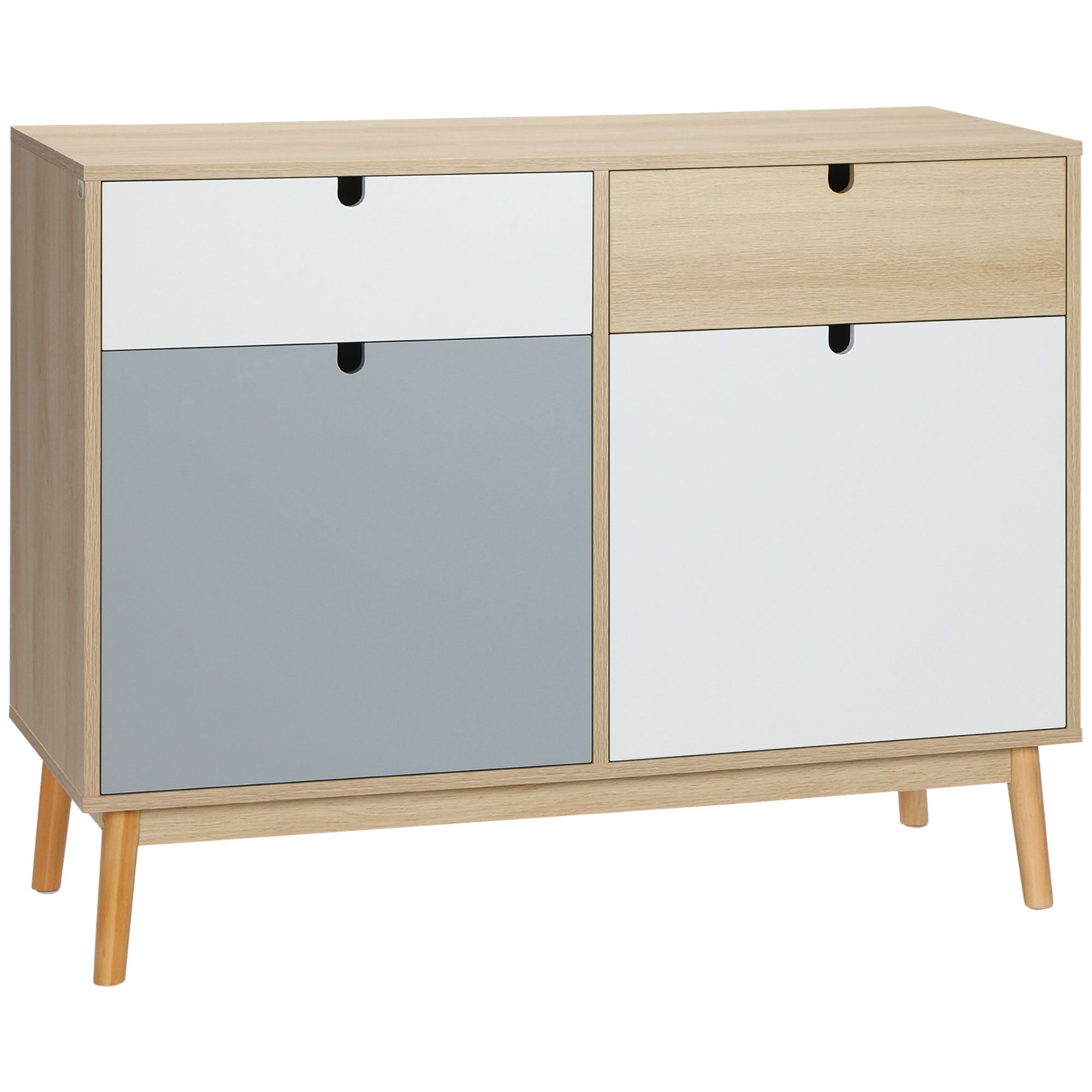HOMCOM Sideboard, Kitchen Storage Cabinet with Drawers and Door Cupboards for Dining Room, Living Room, Entryway,100W x 40D x 79.5Hcm, Multicoloured 
