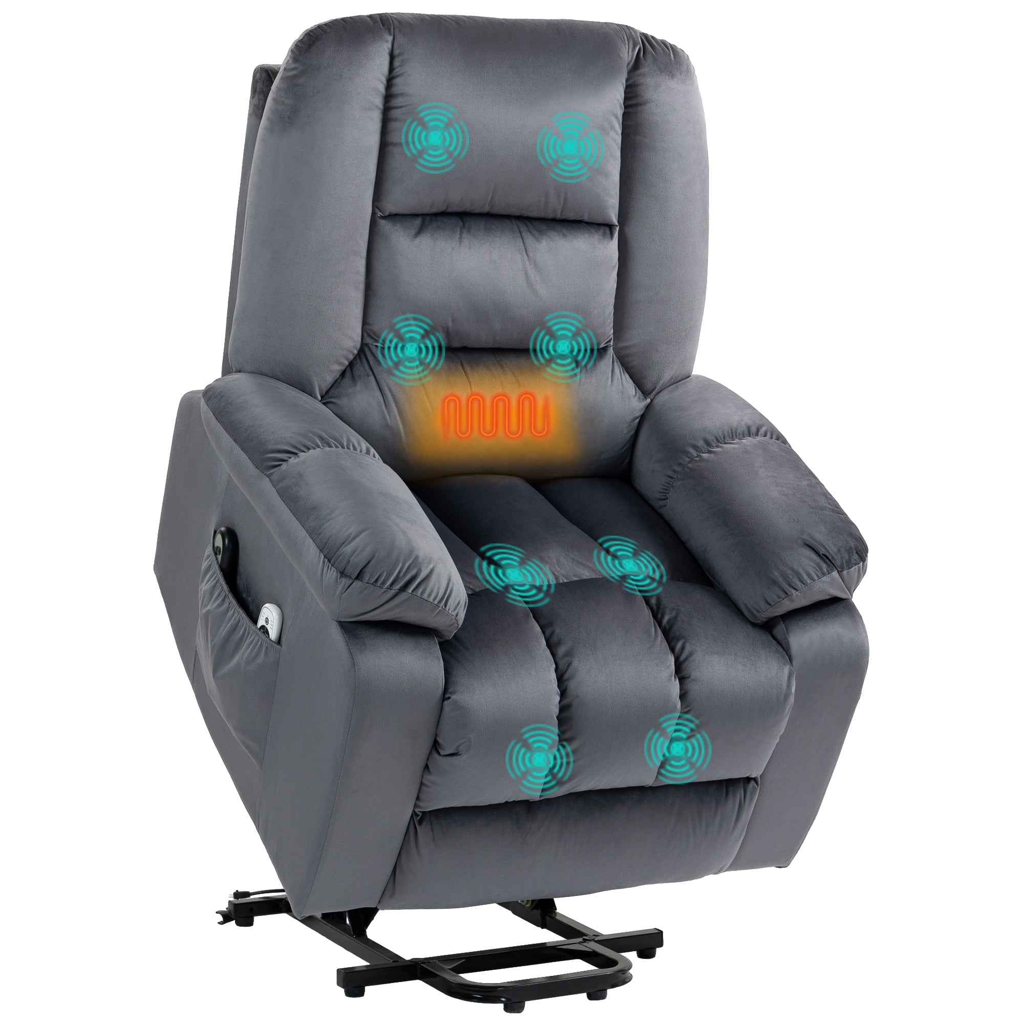 HOMCOM Leathaire Eight Massage Point Armchair, with Heat and Reclining Back - Grey 