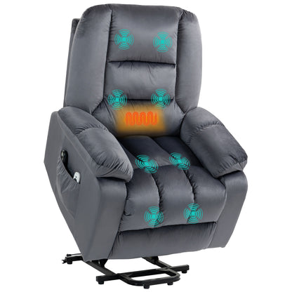 HOMCOM Leathaire Eight Massage Point Armchair, with Heat and Reclining Back - Grey 