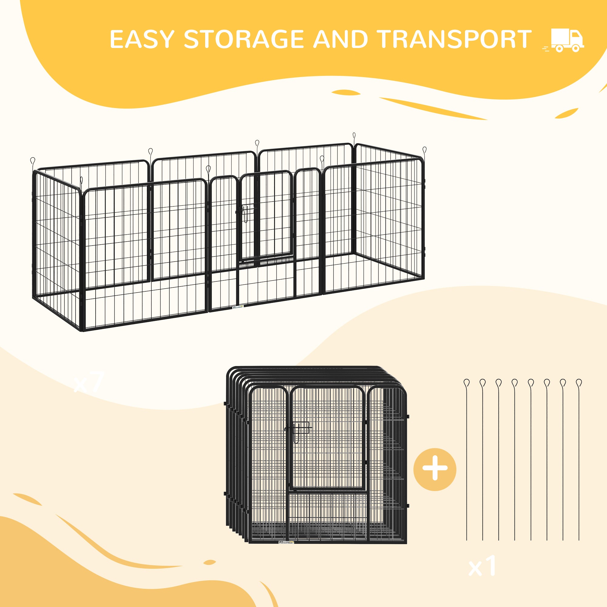 PawHut 8 Panels Heavy Duty Puppy Playpen, for Small and Medium Dogs, Indoor and Outdoor Use - Black 