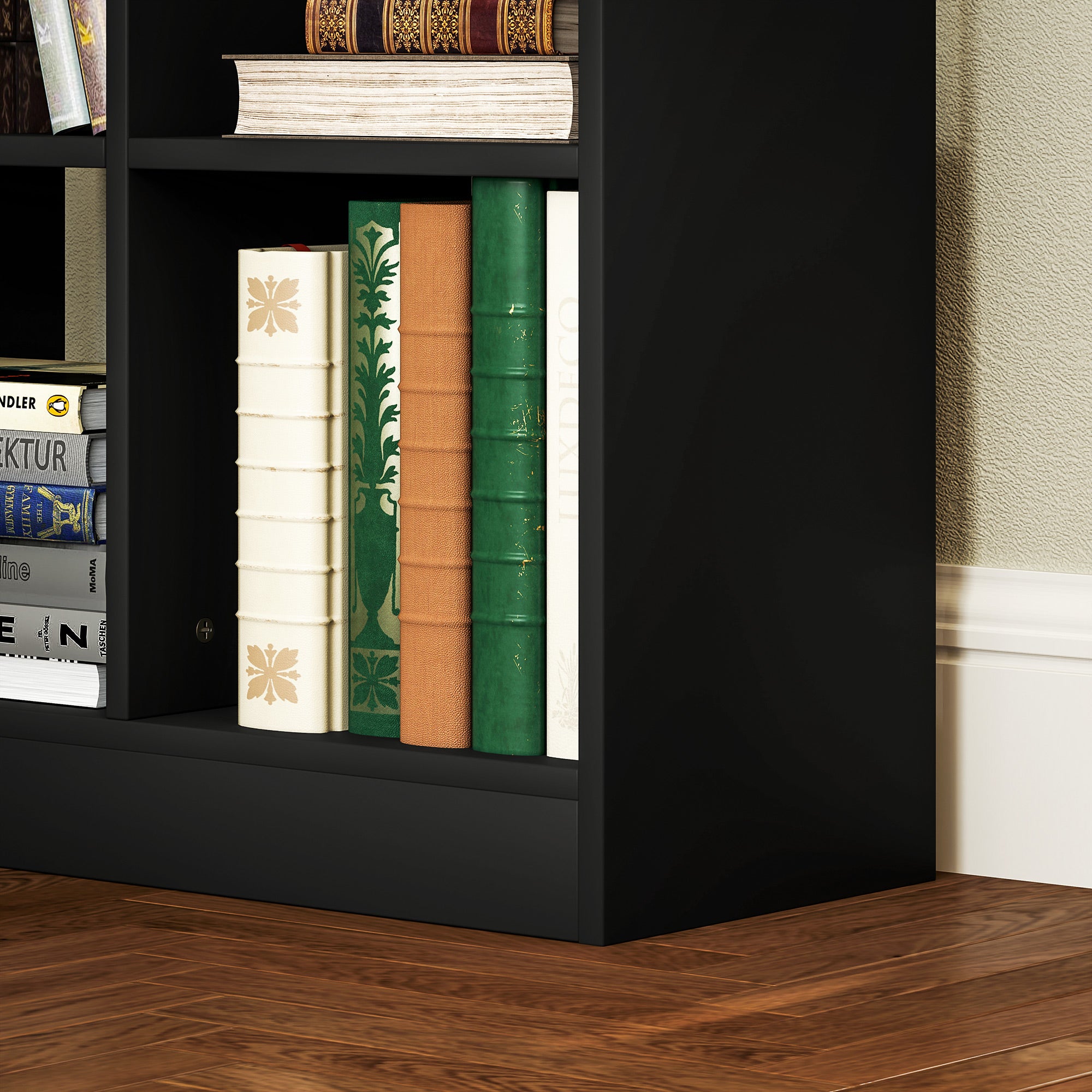 HOMCOM Tall Bookshelf with Drawer, Freestanding Bookcase for Bedroom, Living Room, Home Office, Black