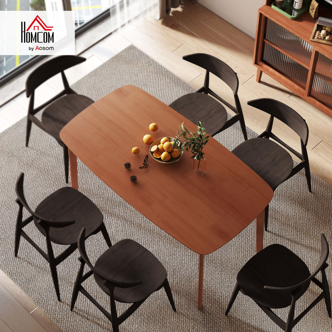 HOMCOM Pine Wood Rectangular Dining Table - Light Brown 