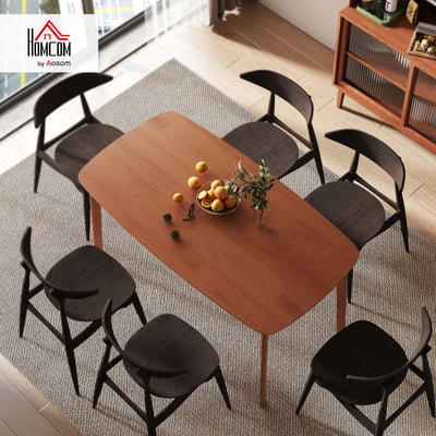 HOMCOM Pine Wood Rectangular Dining Table - Light Brown 