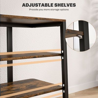 HOMCOM HiFi Stand, with Four Storage Shelves - Rustic Brown 