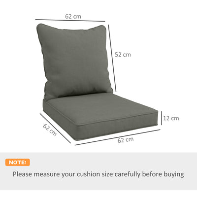 Outsunny Seat and Back Padded Cushion Set - Charcoal Grey 