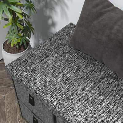 HOMCOM Six-Drawer Shoe Storage Bench, with Padded Top Seat - Dark Grey 