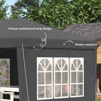 Outsunny 3 x 6m Pop-Up Gazebo, with Removable Walls - Grey 
