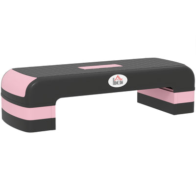 HOMCOM Aerobic Step with 3-Level Adjustable Heights for Home, Office Exercise, Black and Pink 
