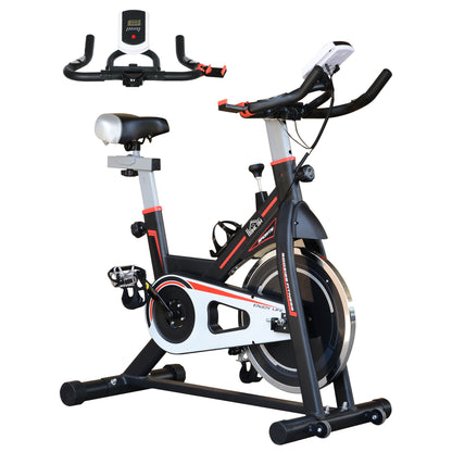 HOMCOM Exercise Bike, Indoor Cycling, with LCD Display, Heart Rate, Sensor - Black 