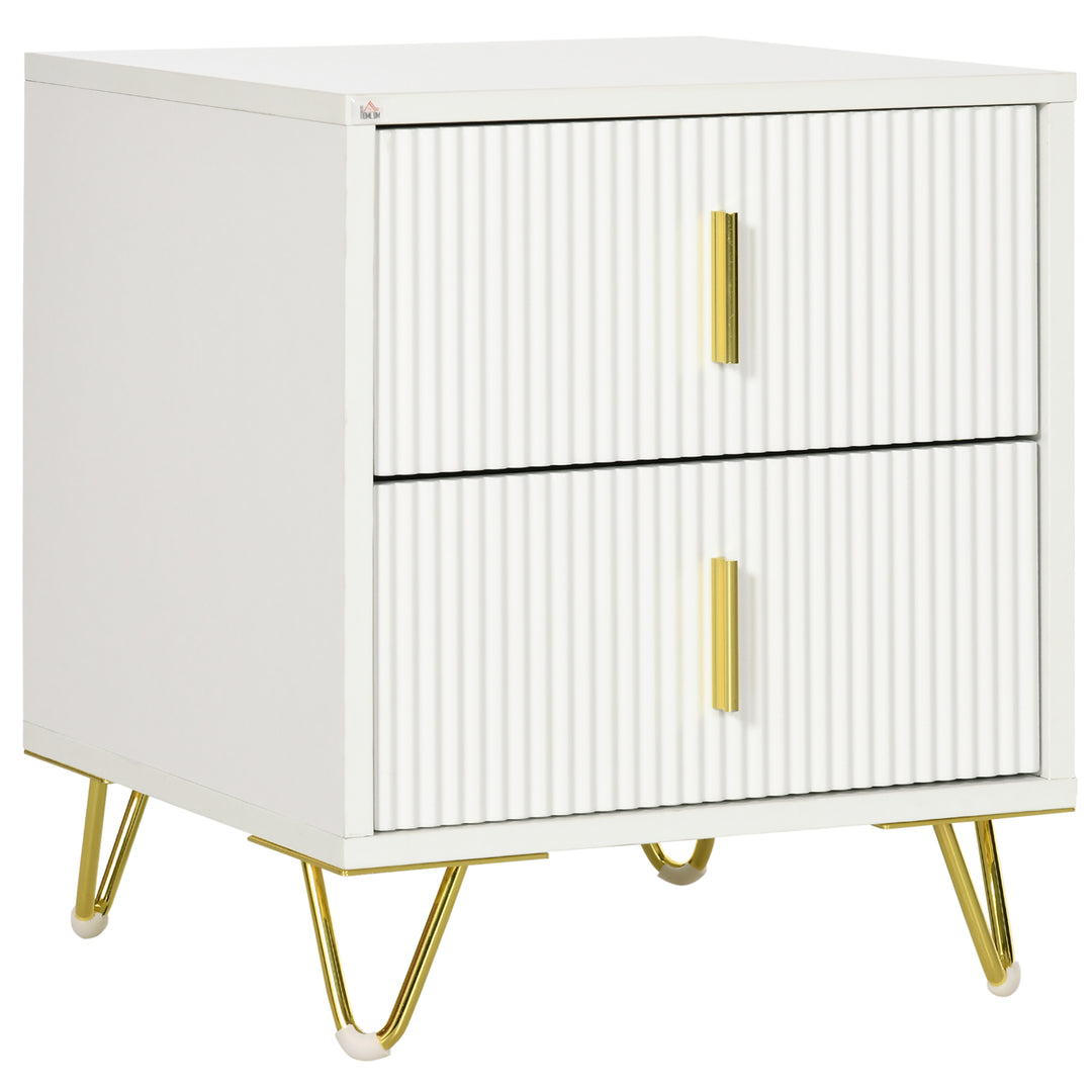 HOMCOM Elegant Chest of Two Drawers - White/Gold-Tone 