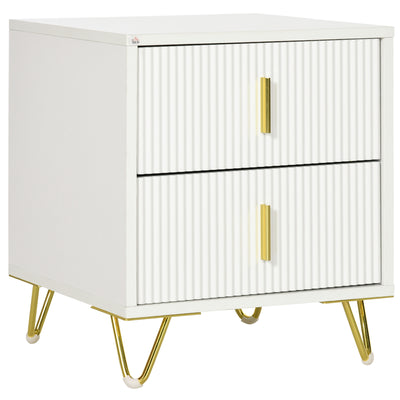 HOMCOM Elegant Chest of Two Drawers - White/Gold-Tone 