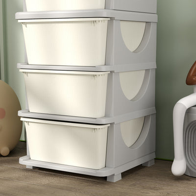 HOMCOM Four-Tier Kids Storage Boxes, with Four Drawers - White 