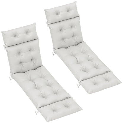 Outsunny Set of Two 190 x 56cm Sun Lounger Cushions - Light Grey 