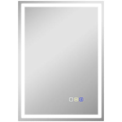 HOMCOM 50 x 70 cm Anti-Fog LED Bathroom Mirror, with Bluetooth - Silver Tone 