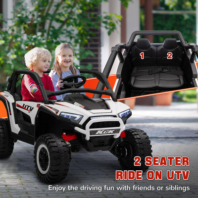 AIYAPLAY 2 Seater 24V 7AH Ride on Truck, Battery Powered Electric Ride On Car w/ Remote, Suspension, 3 Speeds - White 