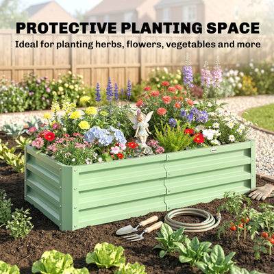 Outsunny Raised Beds for Garden, Galvanised Outdoor Planters, for Herbs and Vegetables, Use for Patio, Garden, Balcony 