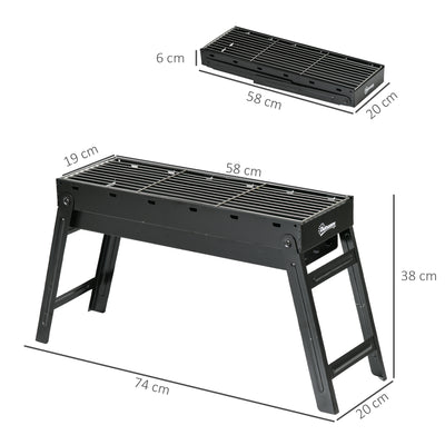 Outsunny Foldable Charcoal Grill - Black 