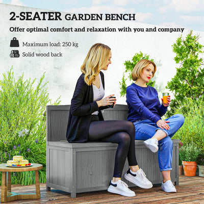Outsunny Wood Storage Bench for Patio Furniture, Outdoor Garden Seating Tools, Grey 