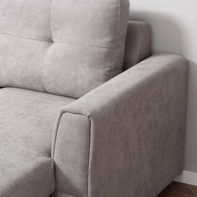 HOMCOM Linen-Look 'L' Storage Sofa Bed - Light Grey 