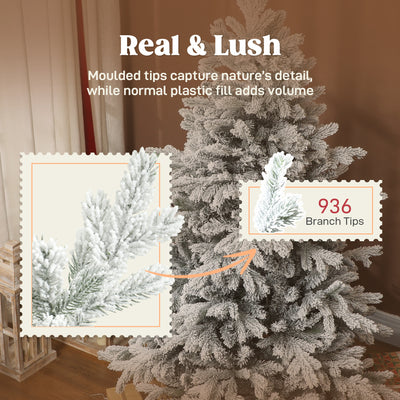 HOMCOM 5ft Snow Flocked Artificial Christmas Tree 