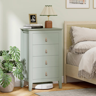 HOMCOM Bedroom Chest of Drawers, Modern 4 Drawer Dresser Cabinet with PU Leather Handles and Metal Runners for Living Room, Hallway, Entryway, Green 