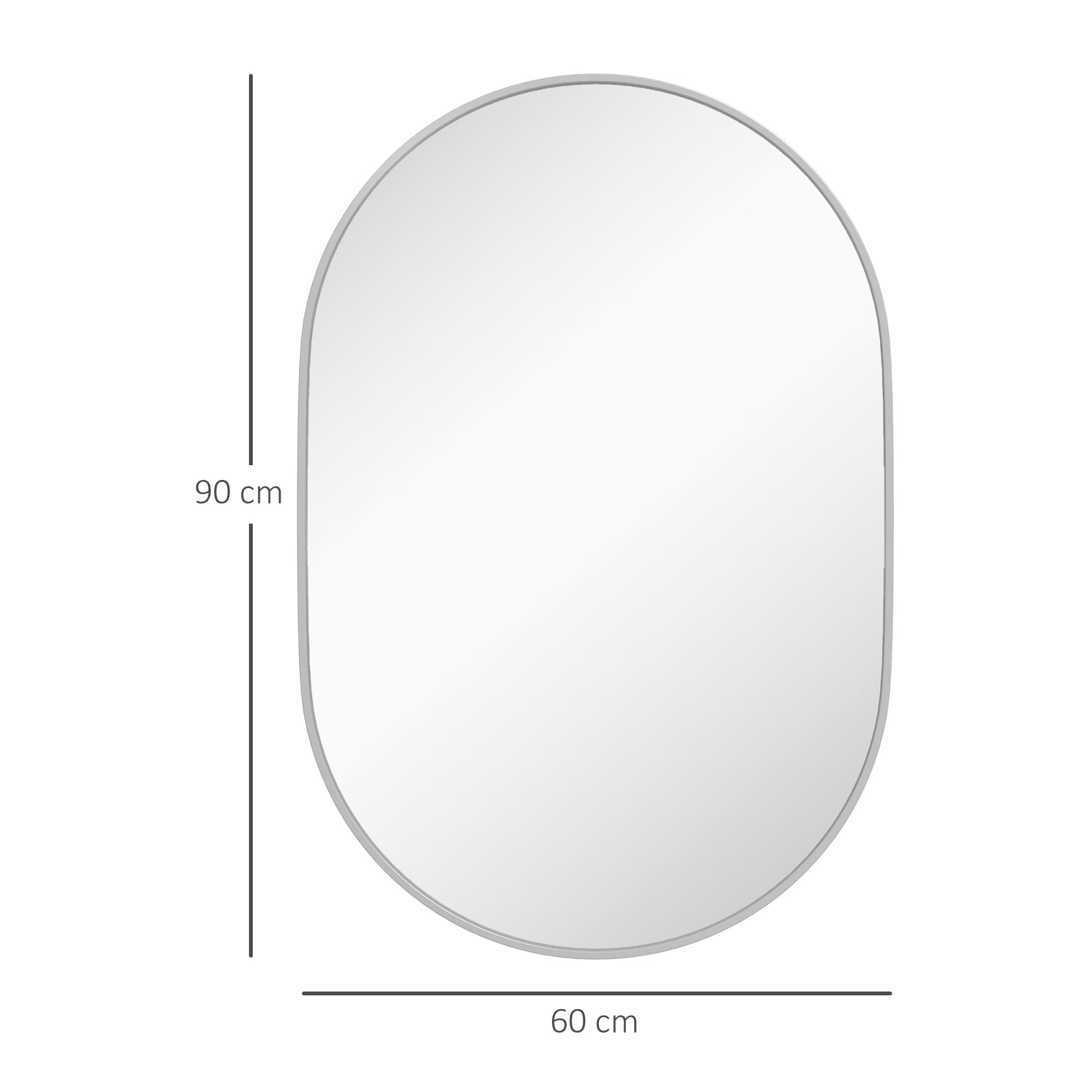 HOMCOM 60cm Aluminium Frame Round Bathroom Mirror - Silver Tone 