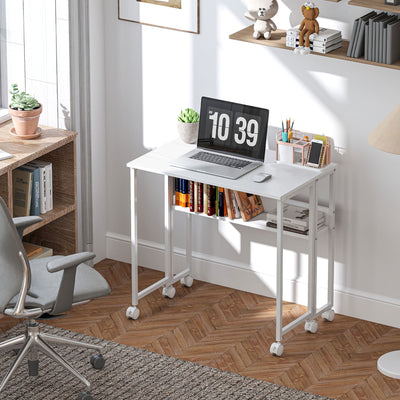 HOMCOM 80 cm Drop Leaf Writing Work Desk - White 
