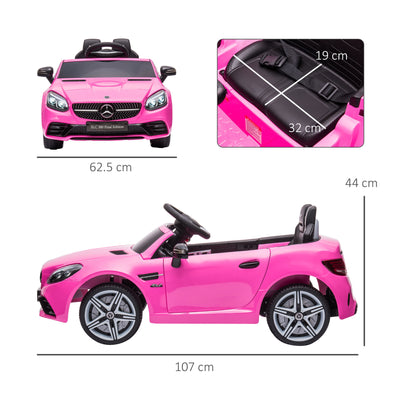 AIYAPLAY Benz SLC 300 Licensed 12V Electric Car for Kids, Kids' Electric Ride on with Parental Remote, Music Lights, Suspension Wheels for 3-6 Years, Pink 