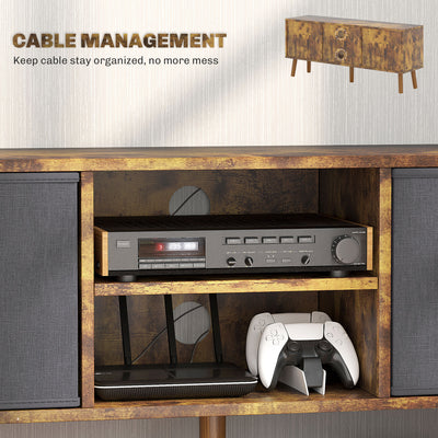 HOMCOM TV Cabinet Stand Unit for TVs up to 50'' with Foldable Drawers, Entertainment Centre for Living Room Rustic Brown 