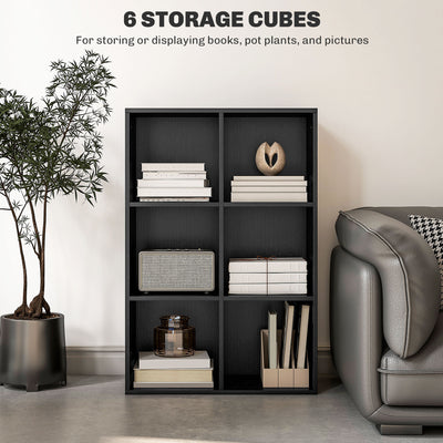 HOMCOM Six-Cube Bookcase - Black Wood Effect 