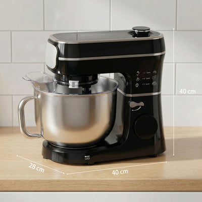 HOMCOM Stand Mixer, 6L 1400W Tilt-Head Food Mixer with 11 Speeds, Pulse & Fermentation Function, LED Display, Black 