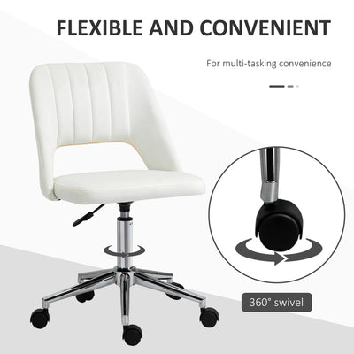 Vinsetto Armless Velvet-Feel Office Chair - Cream White 