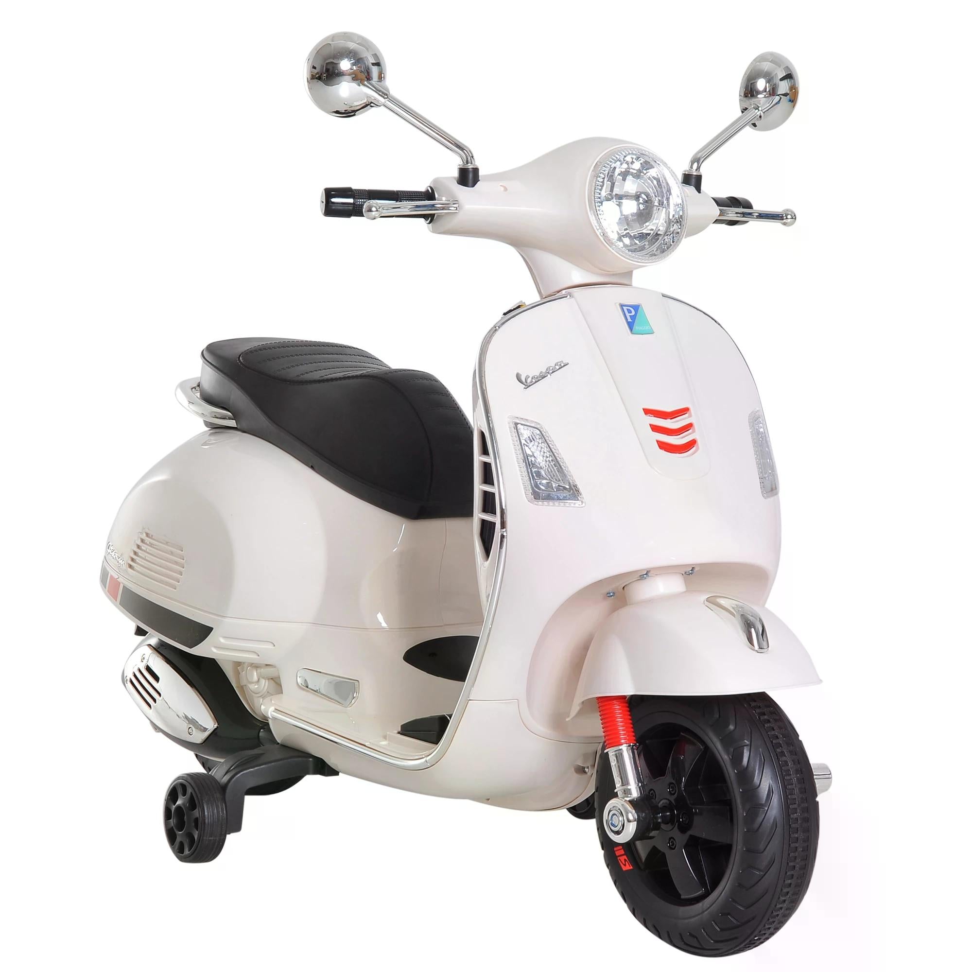 HOMCOM Kids Ride On Vespa Motorcycle W/LED Lights - White 