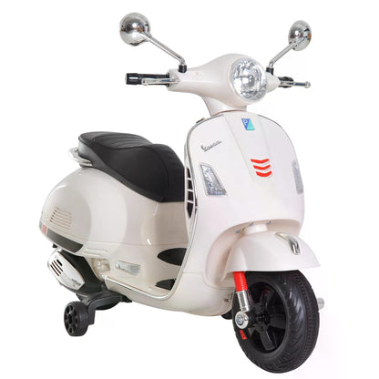 HOMCOM Kids Ride On Vespa Motorcycle W/LED Lights - White 