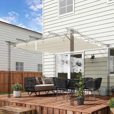 Outsunny Retractable Pergola Shade Cover, Replacement Canopy Fabric for 3 x 3 (m) Pergola, Gazebo Retractable Roof, Cream White 