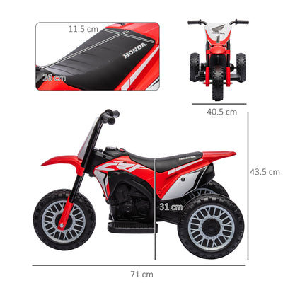 HOMCOM 6V Kids Motorbike, Three-Wheel Kids Electric Bike with Horn, Startup Sound for Ages 18-36 Months - Red 